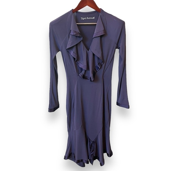 Yigal Azrouel silk jersey mermaid midi dress, eggplant color, sz Small/Medium - Picture 4 of 15